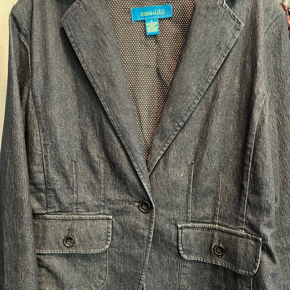 Trixie + Lulu S Blue Denim Blazer Jacket